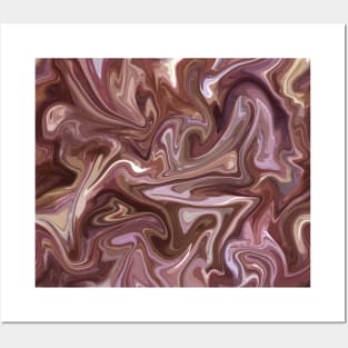 Dusty Rose and Purple Silk Marble - Purple, Pink, Beige Liquid Paint Patternern Posters and Art